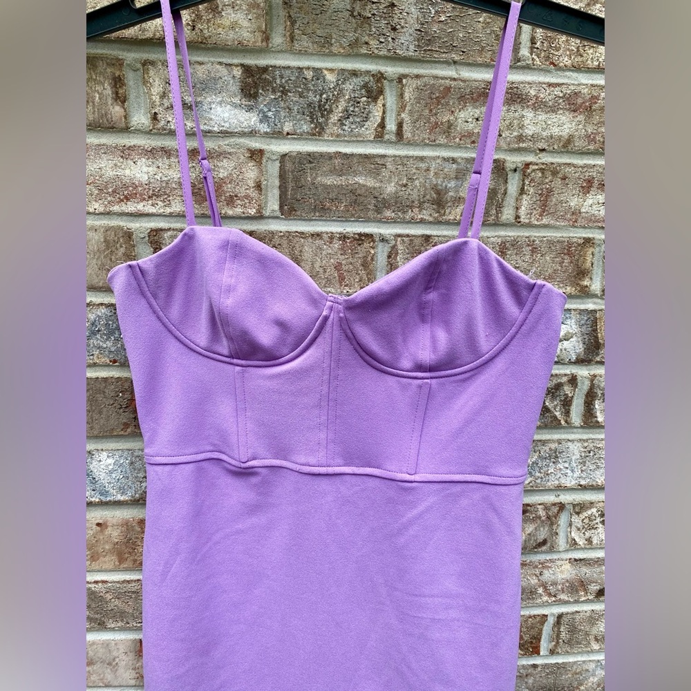 Zara Corset Style Lavender Light Purple Midi Bustier Dress - Picture 14 of 15